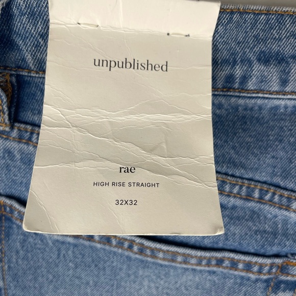 NWT Unpublished Rae Wilshire High Rise Light Blue Straight Women’s Jeans 32x32 - Picture 3 of 11
